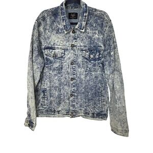 1969 Italia Mens XL Acid Wash Denim Jacket Graphic Patch